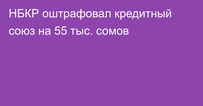 НБКР оштрафовал кредитный союз на 55 тыс. сомов