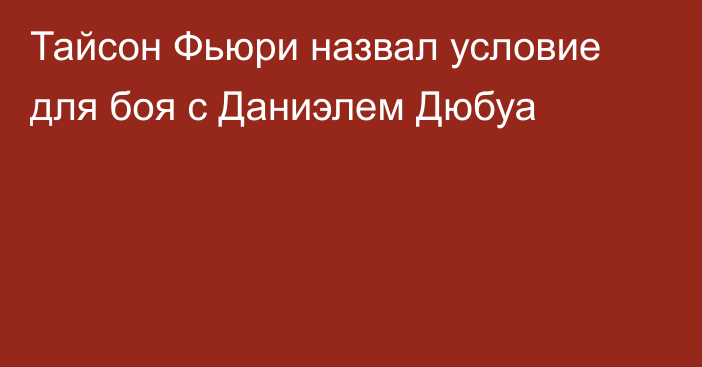 Тайсон Фьюри назвал условие для боя с Даниэлем Дюбуа