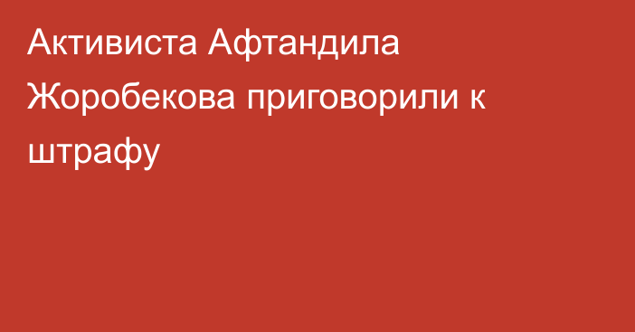 Активиста Афтандила Жоробекова приговорили к штрафу