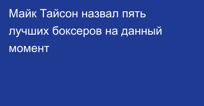 Майк Тайсон назвал пять лучших боксеров на данный момент