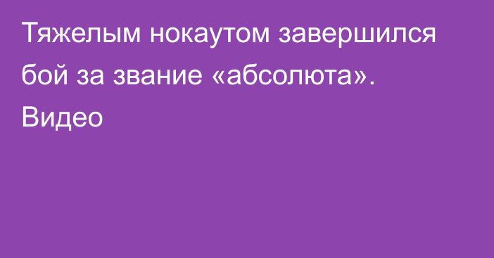 Тяжелым нокаутом завершился бой за звание «абсолюта». Видео