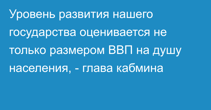 Уровень развития нашего государства оценивается не только размером ВВП на душу населения, - глава кабмина