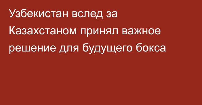 Узбекистан вслед за Казахстаном принял важное решение для будущего бокса