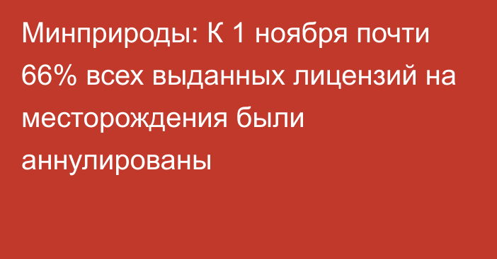 Минприроды: К 1 ноября почти 66% всех выданных лицензий на месторождения были аннулированы