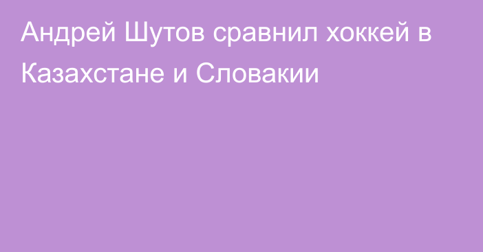 Андрей Шутов сравнил хоккей в Казахстане и Словакии