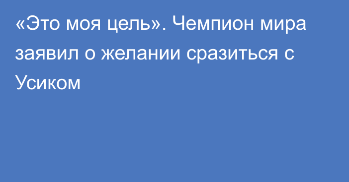 «Это моя цель». Чемпион мира заявил о желании сразиться с Усиком