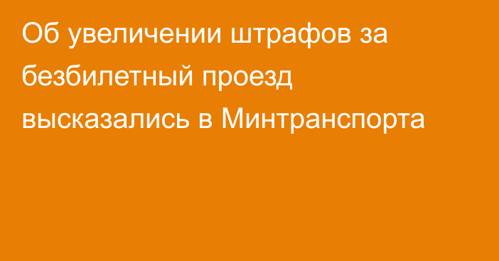 Об увеличении штрафов за безбилетный проезд высказались в Минтранспорта