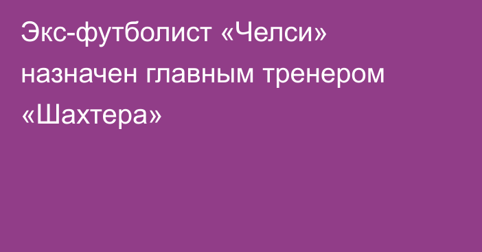 Экс-футболист «Челси» назначен главным тренером «Шахтера»