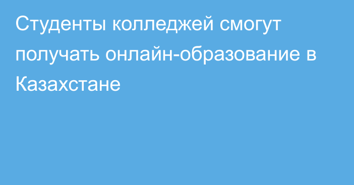 Студенты колледжей смогут получать онлайн-образование в Казахстане