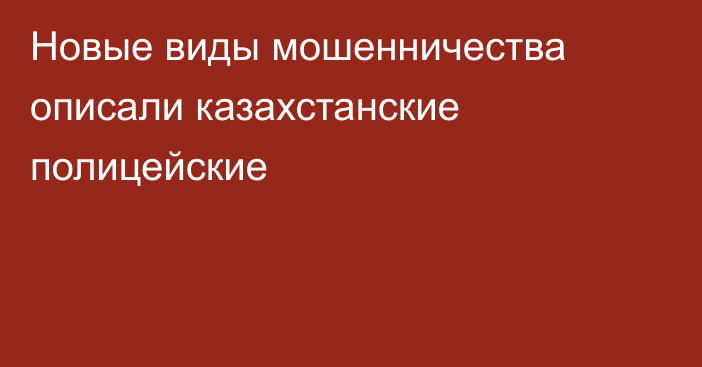 Новые виды мошенничества описали казахстанские полицейские