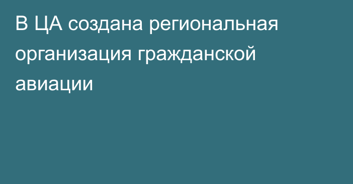 В ЦА создана региональная организация гражданской авиации