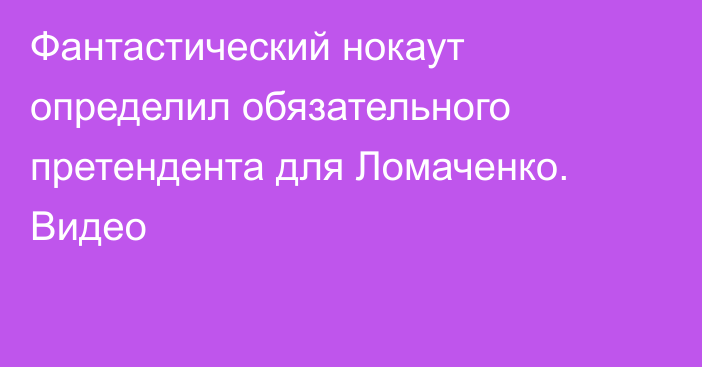 Фантастический нокаут определил обязательного претендента для Ломаченко. Видео