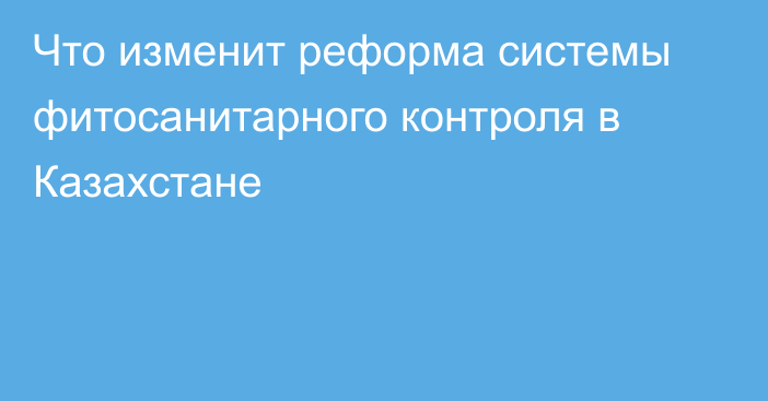 Что изменит реформа системы фитосанитарного контроля в Казахстане