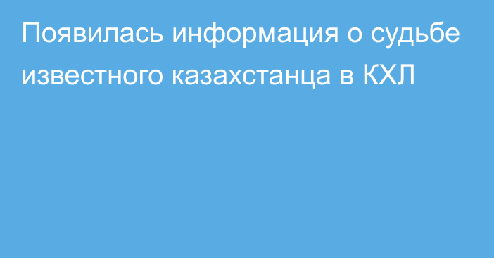 Появилась информация о судьбе известного казахстанца в КХЛ