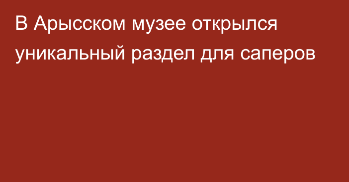 В Арысском музее открылся уникальный раздел для саперов