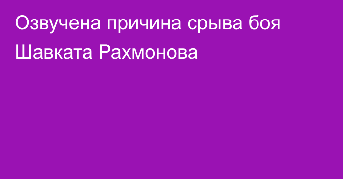 Озвучена причина срыва боя Шавката Рахмонова