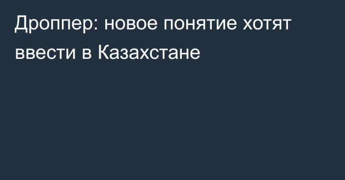 Дроппер: новое понятие хотят ввести в Казахстане