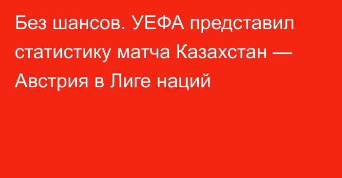 Без шансов. УЕФА представил статистику матча Казахстан — Австрия в Лиге наций