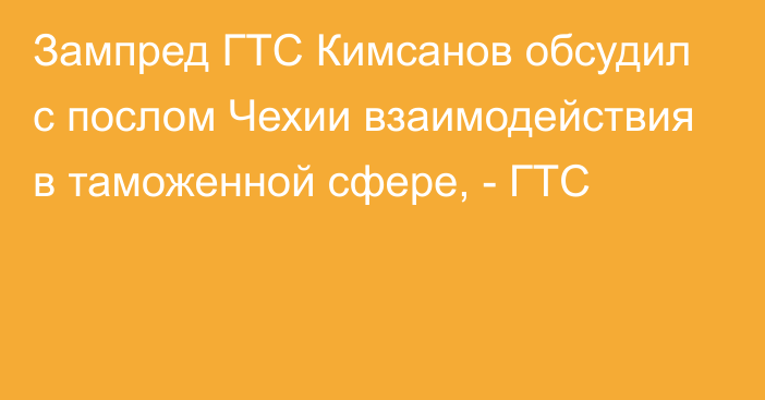 Зампред ГТС Кимсанов обсудил с послом Чехии взаимодействия в таможенной сфере, - ГТС