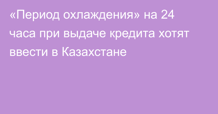 «Период охлаждения» на 24 часа при выдаче кредита хотят ввести в Казахстане