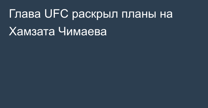 Глава UFC раскрыл планы на Хамзата Чимаева