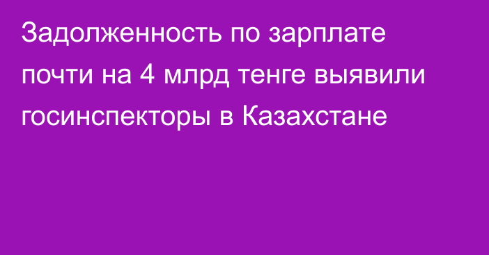 Задолженность по зарплате почти на 4 млрд тенге выявили госинспекторы в Казахстане