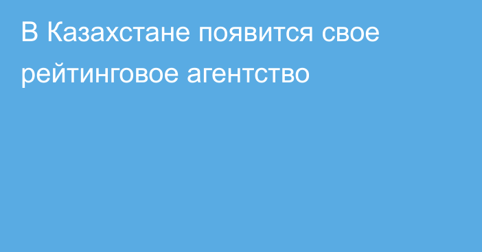 В Казахстане появится свое рейтинговое агентство