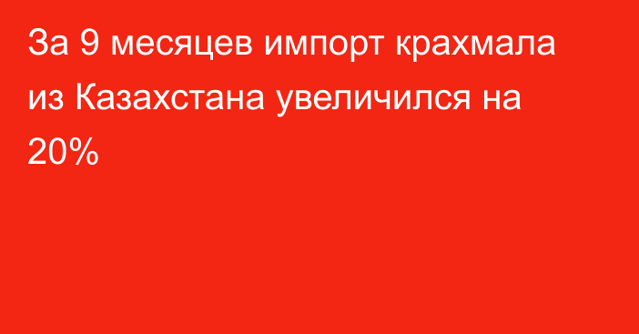 За 9 месяцев импорт крахмала из Казахстана увеличился на 20%