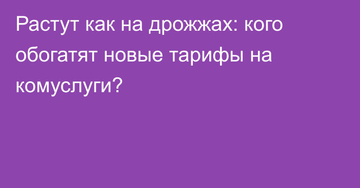 Растут как на дрожжах: кого обогатят новые тарифы на комуслуги?