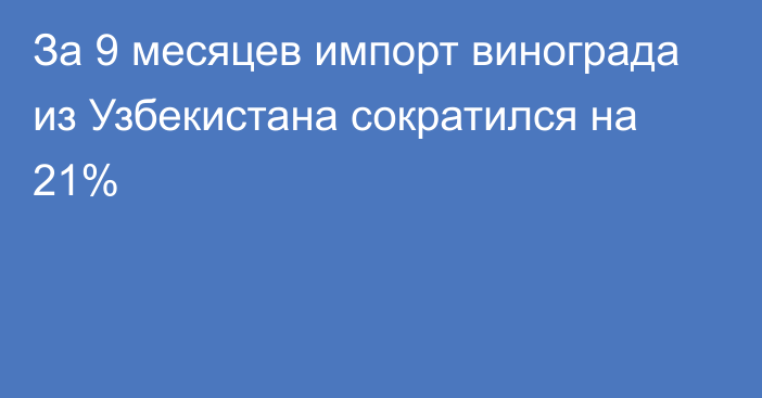 За 9 месяцев импорт винограда из Узбекистана сократился на 21%