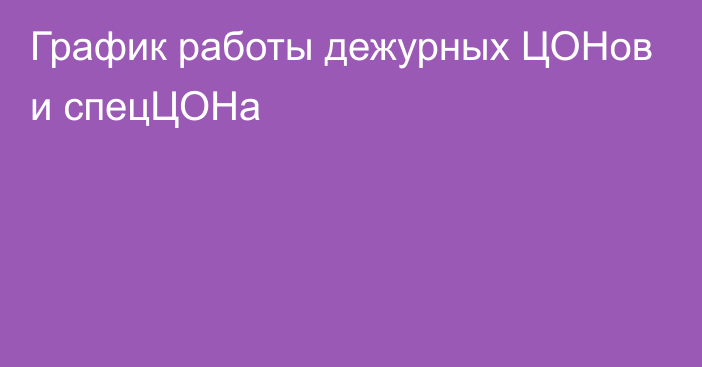 График работы дежурных ЦОНов и спецЦОНа