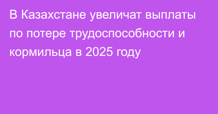 В Казахстане увеличат выплаты по потере трудоспособности и кормильца в 2025 году