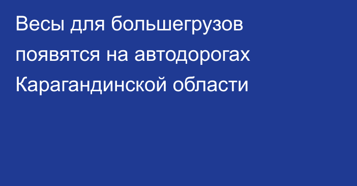 Весы для большегрузов появятся на автодорогах Карагандинской области