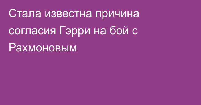 Стала известна причина согласия Гэрри на бой с Рахмоновым