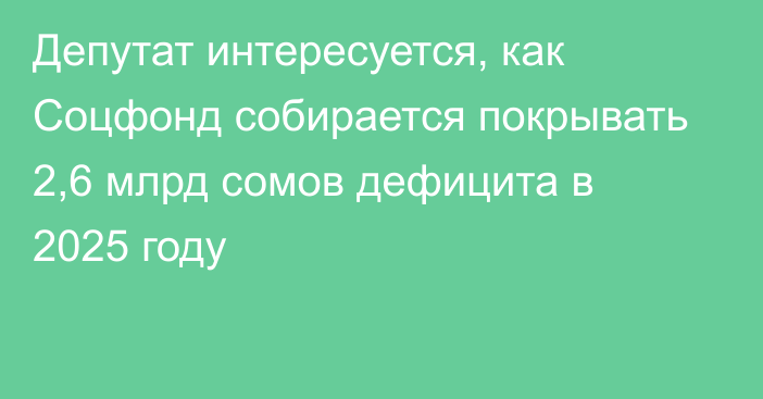 Депутат интересуется, как Соцфонд собирается покрывать 2,6 млрд сомов дефицита в 2025 году