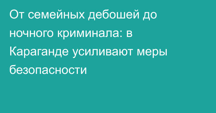 От семейных дебошей до ночного криминала: в Караганде усиливают меры безопасности