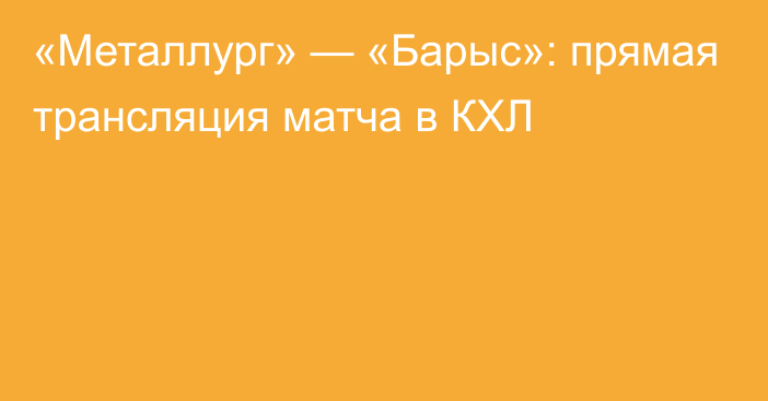 «Металлург» — «Барыс»: прямая трансляция матча в КХЛ