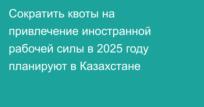 Сократить квоты на привлечение иностранной рабочей силы в 2025 году планируют в Казахстане