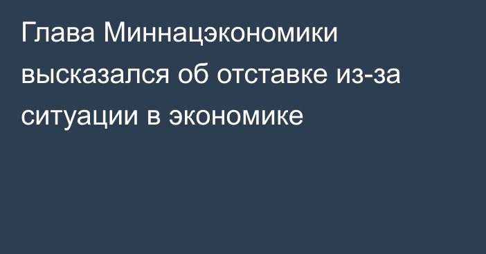 Глава Миннацэкономики высказался об отставке из-за ситуации в экономике