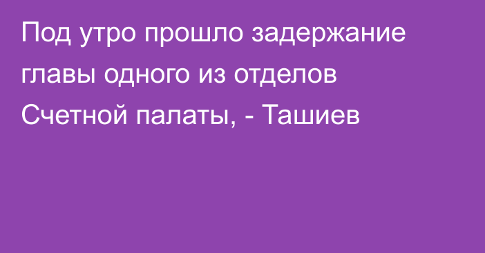 Под утро прошло задержание главы одного из отделов Счетной палаты, - Ташиев