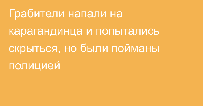 Грабители напали на карагандинца и попытались скрыться, но были пойманы полицией