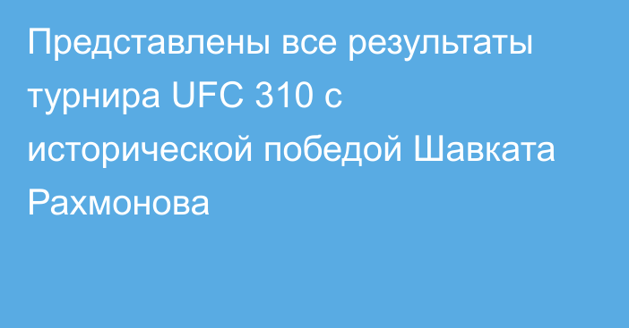 Представлены все результаты турнира UFC 310 с исторической победой Шавката Рахмонова