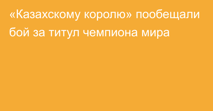 «Казахскому королю» пообещали бой за титул чемпиона мира