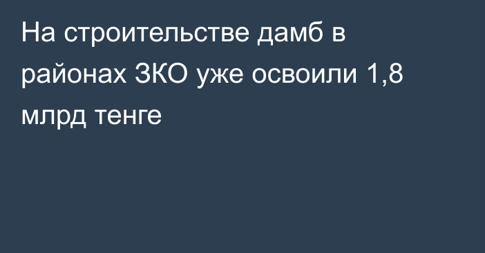 На строительстве дамб в районах ЗКО уже освоили 1,8 млрд тенге