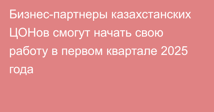 Бизнес-партнеры казахстанских ЦОНов смогут начать свою работу в первом квартале 2025 года