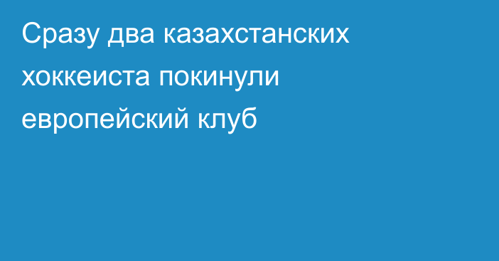 Сразу два казахстанских хоккеиста покинули европейский клуб