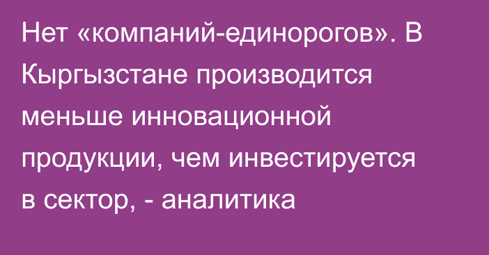 Нет «компаний-единорогов». В Кыргызстане производится меньше инновационной продукции, чем инвестируется в сектор, - аналитика