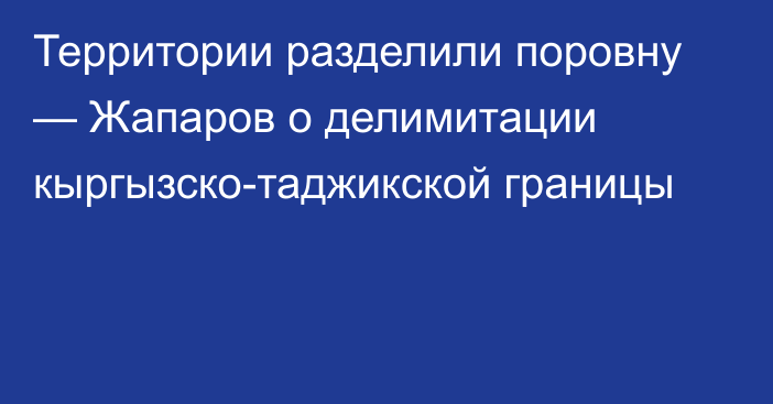 Территории разделили поровну — Жапаров о делимитации кыргызско-таджикской границы