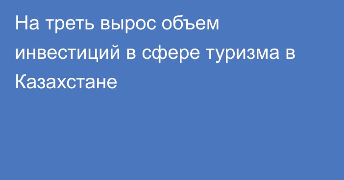 На треть вырос объем инвестиций в сфере туризма в Казахстане