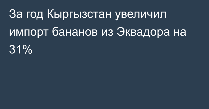 За год Кыргызстан увеличил импорт бананов из Эквадора на 31%